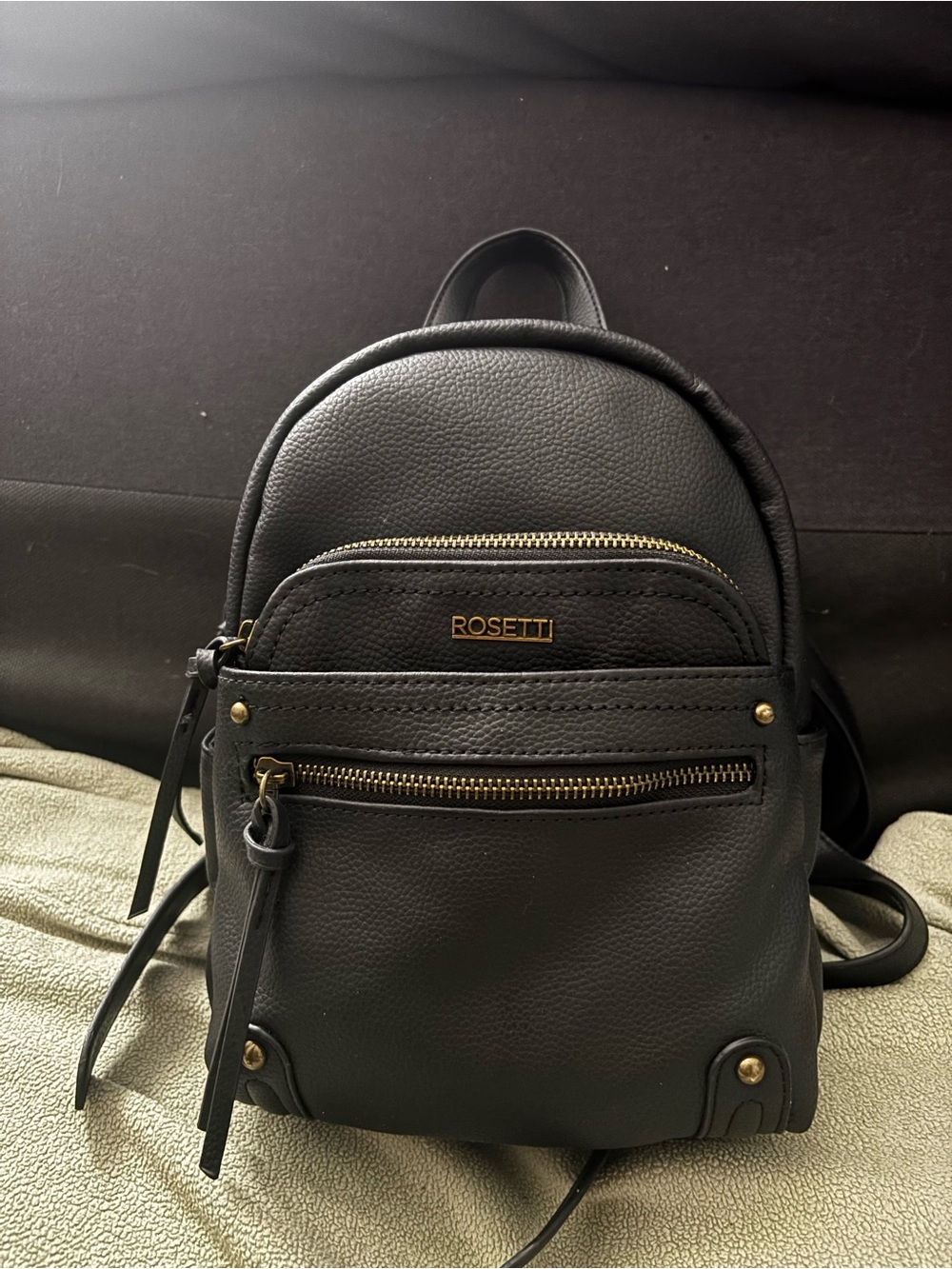 Mini Rosetti Black Backpack with Gold Accents